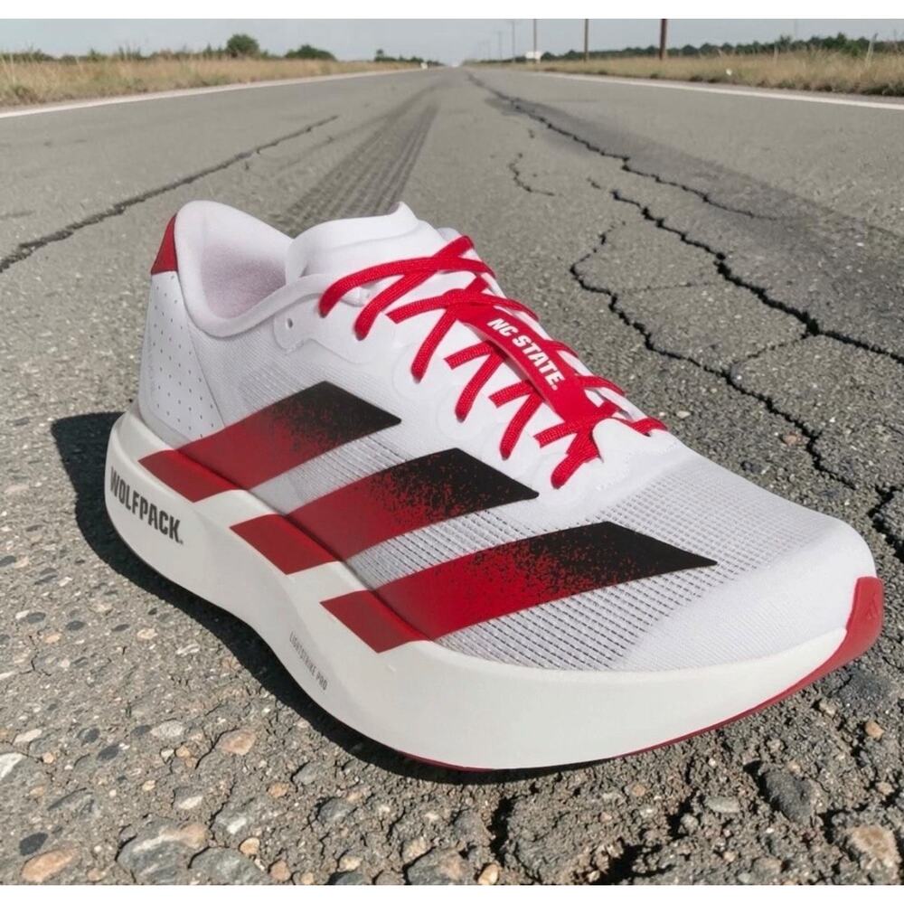 Adidas Adizero EVO NC State Wolfpack Pro Shoes White Red Mens 11.5 NEW Fast Ship